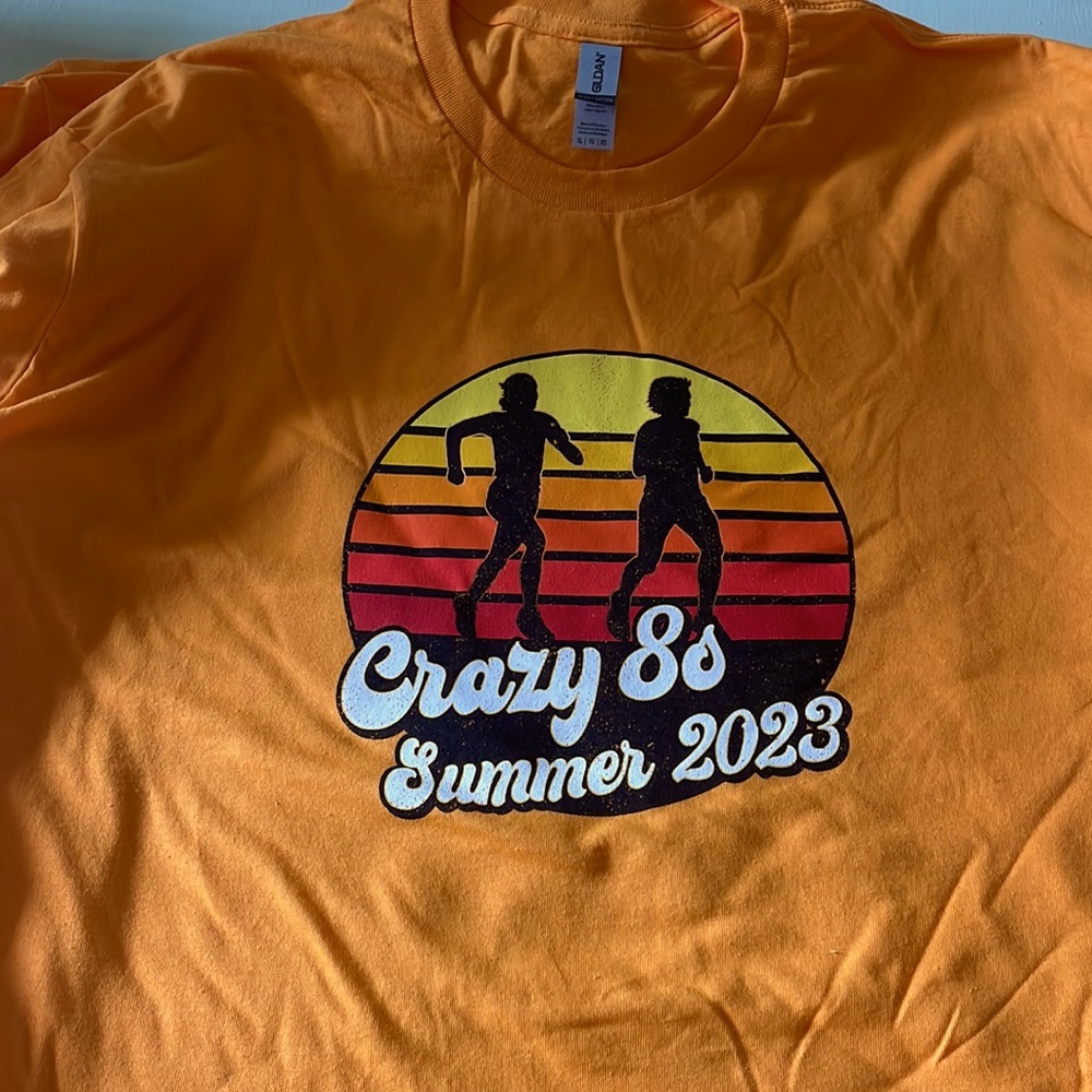 Crazy 8s 8k road race tshirt NEW-RUNNING